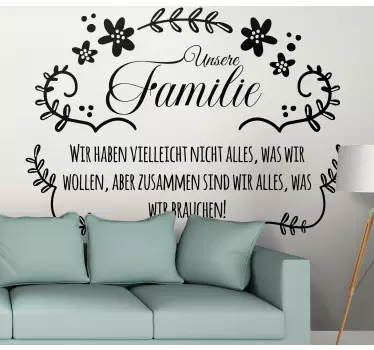 Sticker Zitat Unsere Familie - TenStickers