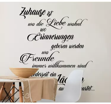 Sticker Zitat Zuhause ist, wo liebe ist - TenStickers