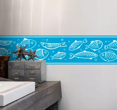 Bordüre schwimmende Fische Wandtattoo Badezimmer - TenStickers