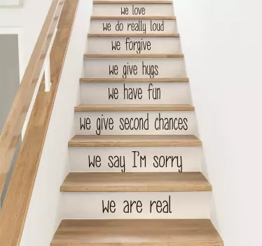 Wandtattoo Zuhause Hausregeln Treppe Englisch - TenStickers