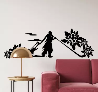 Traditionelles wandtattoo alphorn - TenStickers