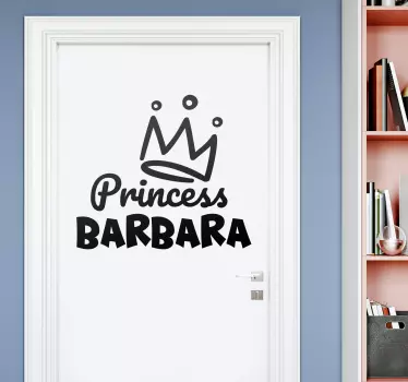 Türfolie Prinzessin krone mit Namen - TenStickers