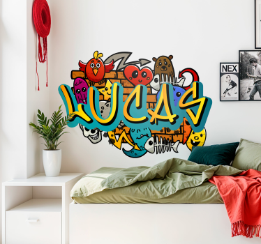 Urban Aufkleber Vollfarbiges graffiti mit personalisiertem Namen - TenStickers