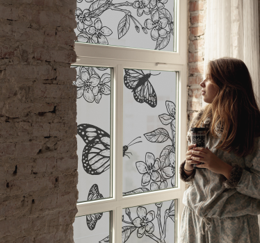 Viele Schmetterlinge Umriss Fenster Folie - TenStickers