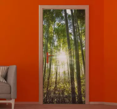 Wald mit Sonne Türaufkleber - TenStickers
