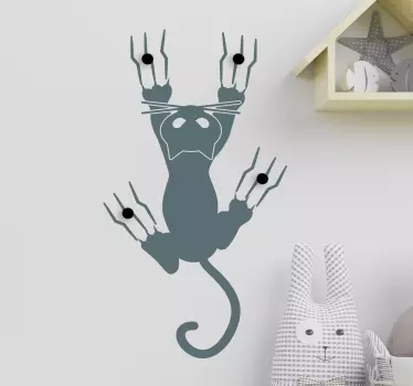 Wandaufkleber Garderobe Hängende Katze - TenStickers