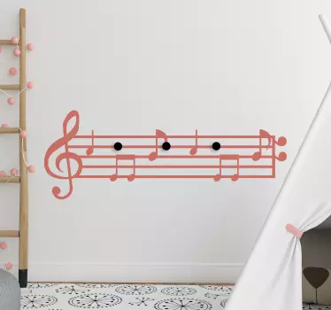 Wandaufkleber Garderobe Musiknoten - TenStickers