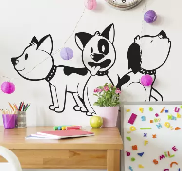 Wandaufkleber Hund Drei gleiche Hunde - TenStickers