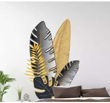 Wandaufkleber Schlafzimmer Goldene blätter - TenStickers