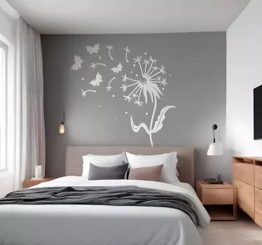 Wandtattoo Schlafzimmer löwenzahn und schmetterlinge - TenStickers