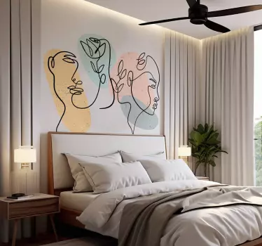 Wandtattoo Schlafzimmer strichzeichnungen von frauengesichtern - TenStickers