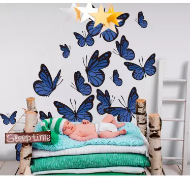 Wandaufkleber Schmetterling Blaue fliegende Schmetterlinge - TenStickers
