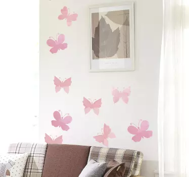 Wandaufkleber Schmetterling Rosa Schmetterlinge - TenStickers