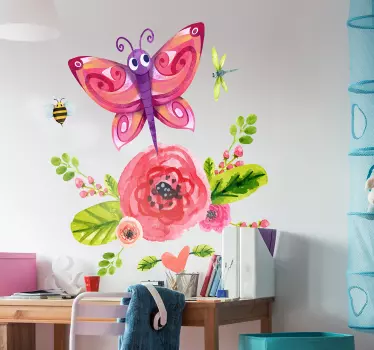 Wandaufkleber Zeichnung Schmetterling - TenStickers