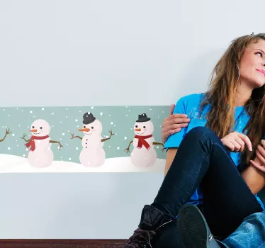 Wandbordüre Aufkleber Schneemann - TenStickers