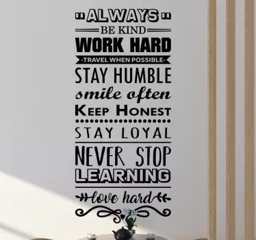 Wandspruch sei freundlich arbeite hart lerne - TenStickers
