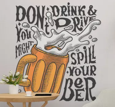 Wandspruch vorsicht bierbotschaft - TenStickers
