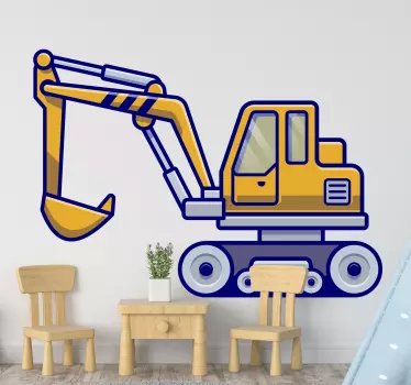 Wandstickers Kinderzimmer Bagger typisch gelb für kinder - TenStickers