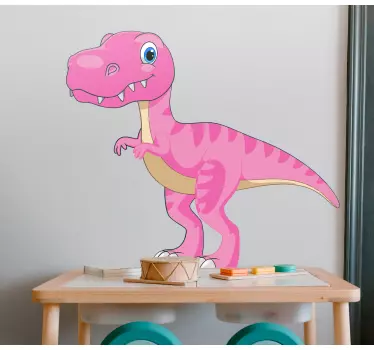 Wandstickers Kinderzimmer Lustiger rosa dinosaurier, der auf bein - TenStickers