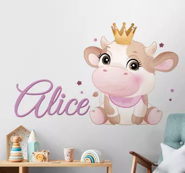 Wandstickers Kinderzimmer Süße kuh für mädchen mit Namen - TenStickers