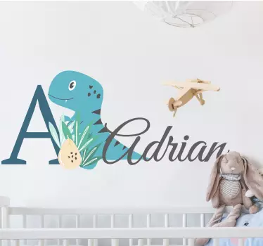 Wandstickers Kinderzimmer Süße tiere dino mit Namen - TenStickers