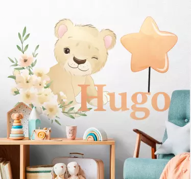 Wandstickers Kinderzimmer Süßer löwe für jungen mit Namen - TenStickers