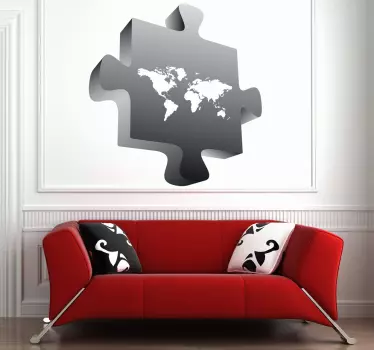 Wandtattoo 3D Puzzle mit Weltkarte - TenStickers
