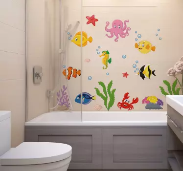 Wandtattoo Badezimmer cartoon-fische - TenStickers