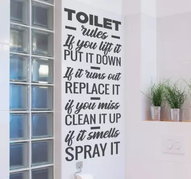 Wandtattoo Badezimmer Toilet Rules Text - TenStickers