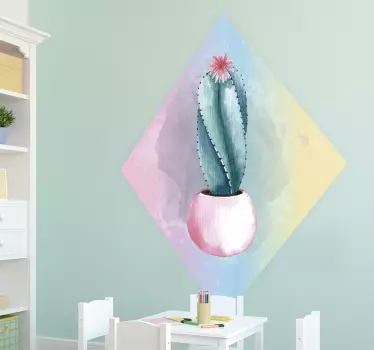 Aufkleber Wohnzimmer Kaktus aquarell Wasserfarben - TenStickers