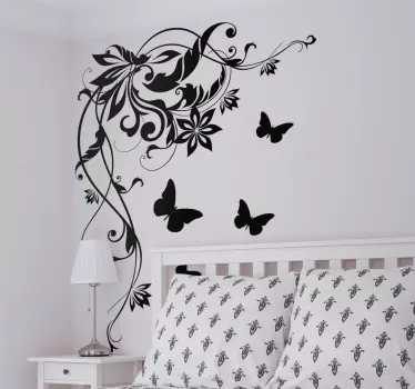 Wandtattoo Blumen und Schmetterlinge - TenStickers