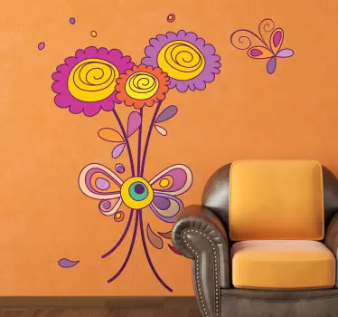 Wandtattoo Blumen und Schmetterlinge - TenStickers