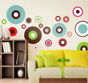 Pack von 23 Wandtattoo Bunte Kreise - TenStickers