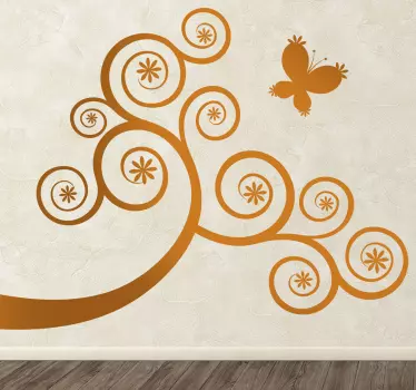Wandtattoo Dekorativer Baum mit Schmetterling - TenStickers