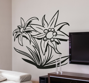 Edelweiß Blume Wandtattoo Wohnzimmer - TenStickers