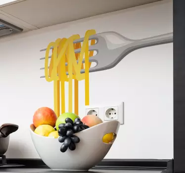 Wandtattoo Essen Gabel mit Spaghetti - TenStickers