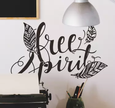 Wandtattoo Jugendzimmer Free Spirit Federn Seele - TenStickers