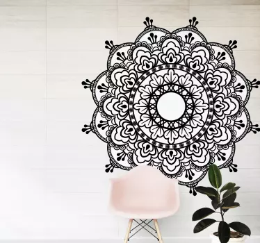 Wandtattoo floral Mandala schwarz-weiß-Bohemien - TenStickers