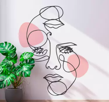 Wandtattoo Frau gesicht minimale linien - TenStickers
