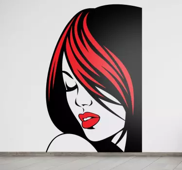 Wandtattoo Frau mit roten Haaren und Lippen - TenStickers