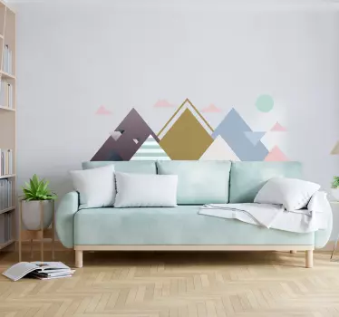 Wandtattoo Wohnzimmer geometrische Berge - TenStickers