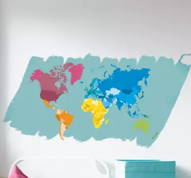 Weltkarte Aufkleber Weltkarte bunt - TenStickers