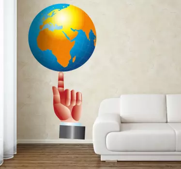 Wandtattoo Globus auf Finger - TenStickers