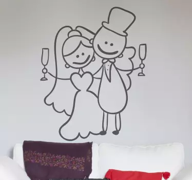 Wandtattoo Hochzeit mit Anstoßen - TenStickers