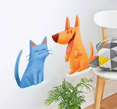 Wandtattoo Hund und Katze - TenStickers