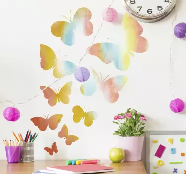 Aufkleber Schmetterlinge Regenbogenfarben - TenStickers