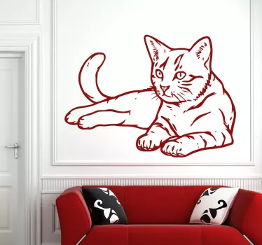 Wandtattoo Wohnzimmer Umrisse Katze - TenStickers
