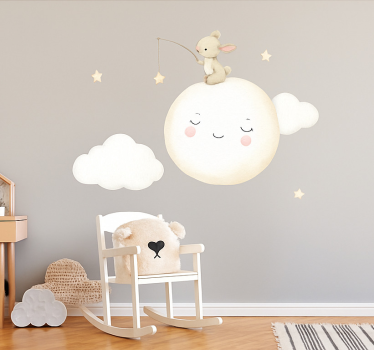 Wandtattoo Kinderzimmer kaninchen auf dem mond - TenStickers