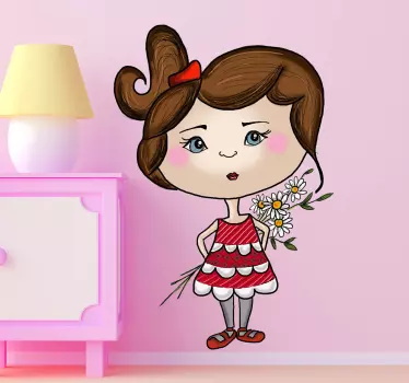 Wandtattoo Kinderzimmer Mädchen mit Blumen - TenStickers