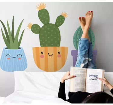 Wandtattoo Kinderzimmer schöne kaktusgesichter - TenStickers